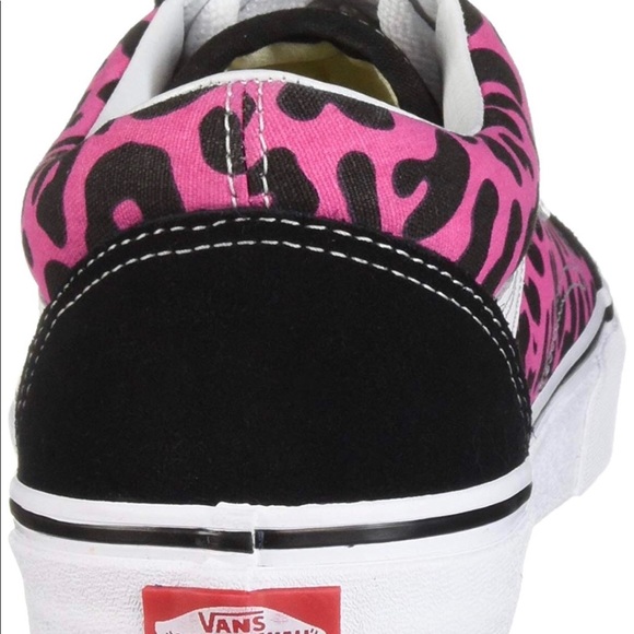 Vans Old Skool Pink&Black Leopard Print Skate Shoe - Picture 3 of 5